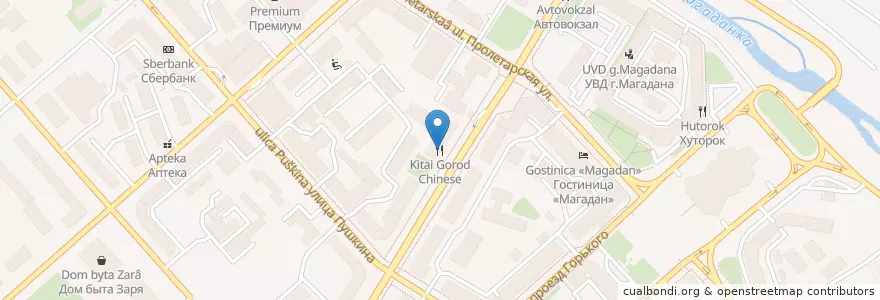 Mapa de ubicacion de Kitai Gorod Chinese en 俄罗斯/俄羅斯, 远东联邦管区, 马加丹州, Городской Округ Магадан.