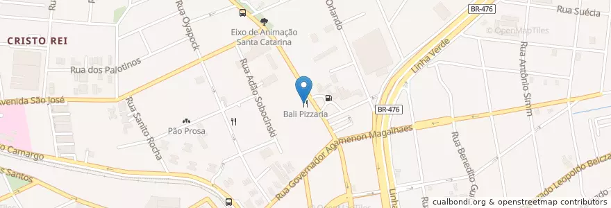 Mapa de ubicacion de Bali Pizzaria en Бразилия, Южный Регион, Парана, Região Geográfica Intermediária De Curitiba, Região Metropolitana De Curitiba, Microrregião De Curitiba, Куритиба.