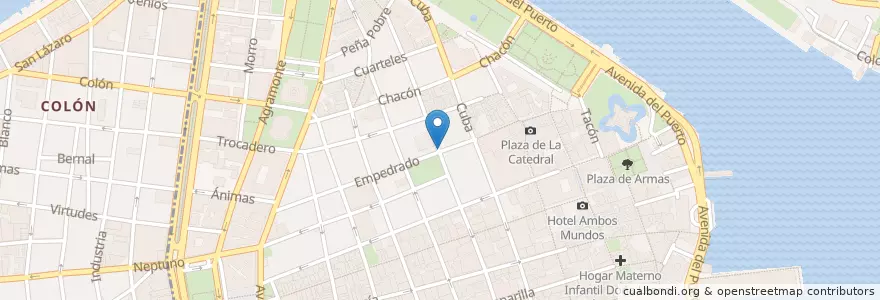 Mapa de ubicacion de Policlínico. Tomás Romay en Cuba, La Habana, La Habana Vieja.