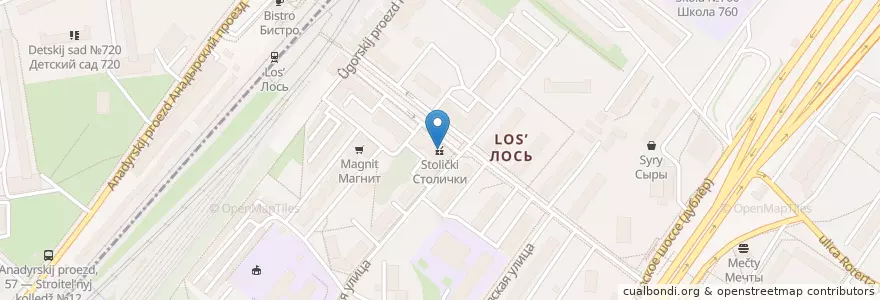Mapa de ubicacion de Столички en 러시아, Центральный Федеральный Округ, Москва, Северо-Восточный Административный Округ.
