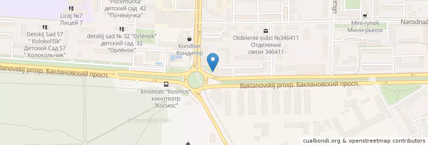Mapa de ubicacion de Наршараб en Rússia, Distrito Federal Do Sul, Oblast De Rostov, Городской Округ Новочеркасск.