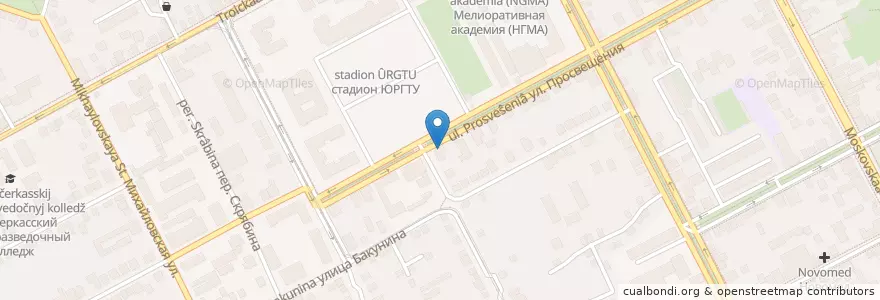 Mapa de ubicacion de Универ en Rússia, Distrito Federal Do Sul, Oblast De Rostov, Городской Округ Новочеркасск.