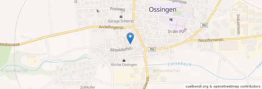 Mapa de ubicacion de Poststelle Volg Ossingen en Switzerland, Zürich, Bezirk Andelfingen, Ossingen.