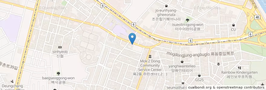 Mapa de ubicacion de 순흥골 en 大韓民国, ソウル, 陽川区, 목2동.