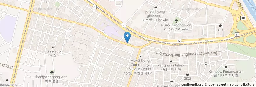 Mapa de ubicacion de 해촌칼국수 en Республика Корея, Сеул, 양천구, 목2동.