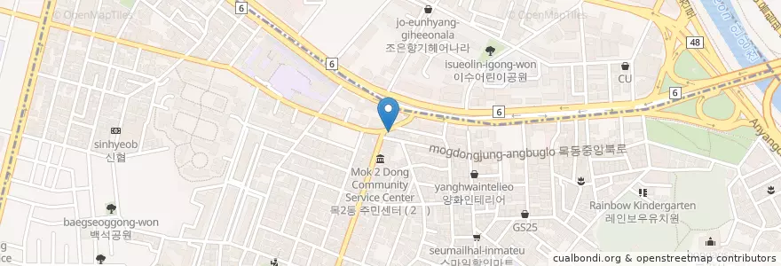Mapa de ubicacion de 서강약국 en 대한민국, 서울, 목2동.