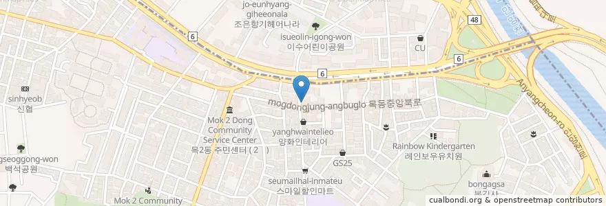 Mapa de ubicacion de 지성의원 en Zuid-Korea, Seoel, 목2동.