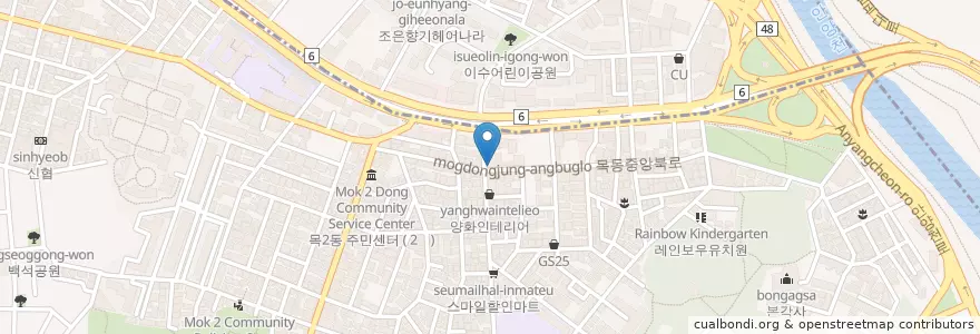Mapa de ubicacion de 햇살약국 en Corea Del Sud, Seul, 목2동.