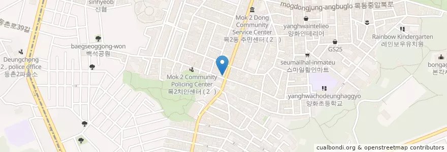Mapa de ubicacion de 돈까스몽 en Zuid-Korea, Seoel, 양천구, 목2동.