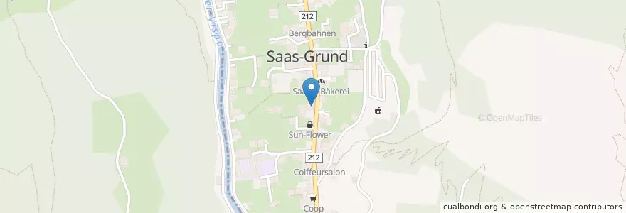 Mapa de ubicacion de Saastal en Suíça, Valais/Wallis, Visp, Saas-Grund.