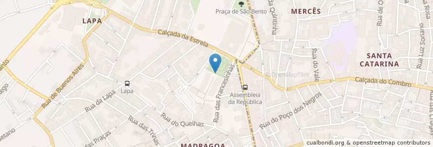 Mapa de ubicacion de Quiosque de São Bento en Portugal, Metropolregion Lissabon, Lissabon, Großraum Lissabon, Lissabon, Estrela.