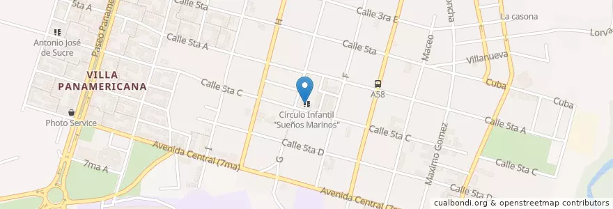 Mapa de ubicacion de Círculo Infantil "Sueños Marinos" en Cuba, Havana, Habana Del Este.