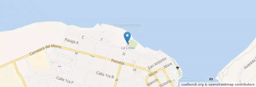 Mapa de ubicacion de La Costa en キューバ, La Habana.