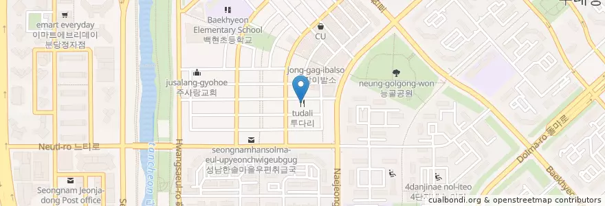 Mapa de ubicacion de 투다리 en کره جنوبی, گیونگی-دو, 분당구.
