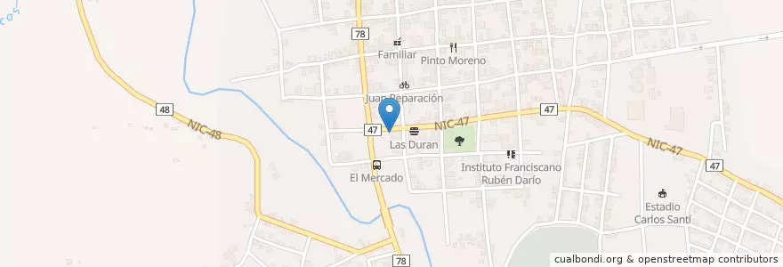 Mapa de ubicacion de Las Duran en Nikaragua, Matagalpa, Ciudad Darío (Municipio).