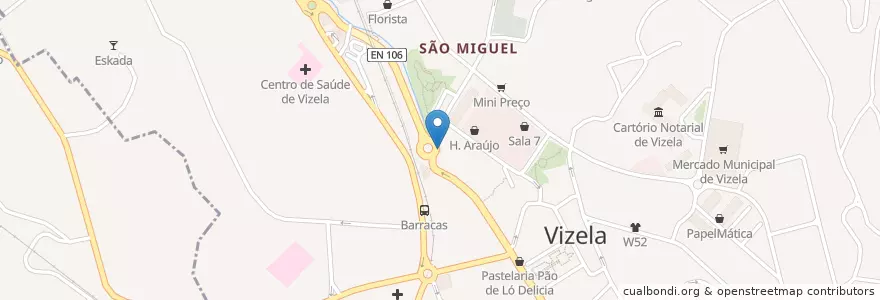 Mapa de ubicacion de Café S. Miguel en Portugal, Norte, Braga, Ave, Vizela, Caldas De Vizela.