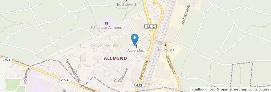 Mapa de ubicacion de Aspendos en スイス, ベルン, Verwaltungsregion Bern-Mittelland, Verwaltungskreis Bern-Mittelland, Münchenbuchsee.