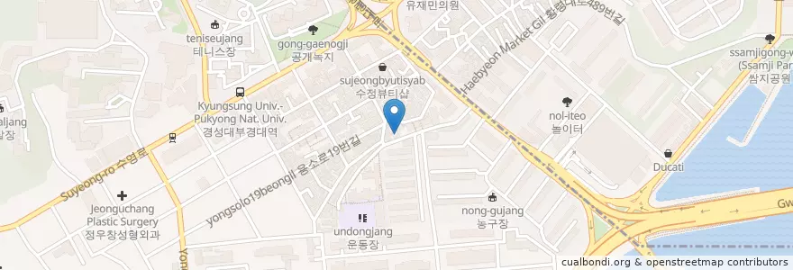 Mapa de ubicacion de 돈유통 en South Korea, Busan, Nam-Gu.