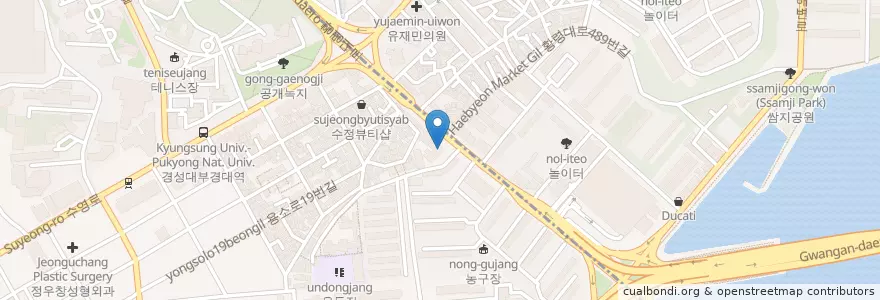Mapa de ubicacion de 부경양돈농협 대연동지점 en Coreia Do Sul, Busan, 남구.