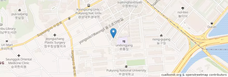Mapa de ubicacion de 통큰국밥 en کره جنوبی, بوسان, 남구.