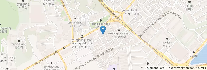 Mapa de ubicacion de 한옥집김치찜 en 대한민국, 부산, 남구.
