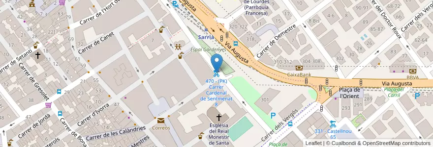 Mapa de ubicacion de 470 - (PK) Carrer Cardenal de Sentmenat 8 en إسبانيا, كتالونيا, برشلونة, بارسلونس, Barcelona.