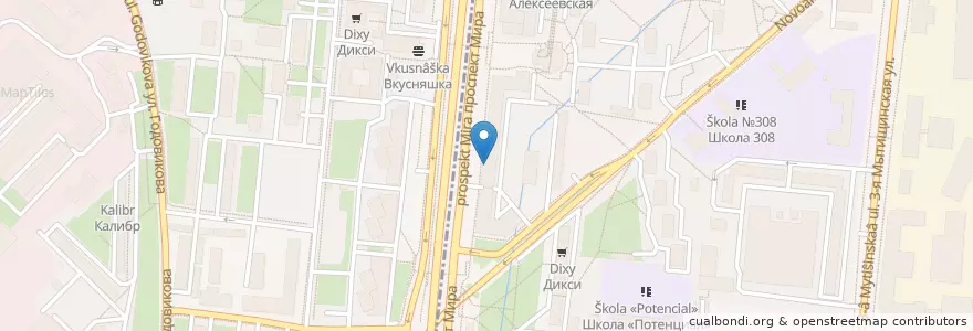 Mapa de ubicacion de Открытие en Russie, District Fédéral Central, Moscou, Северо-Восточный Административный Округ, Останкинский Район.