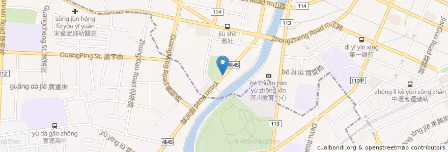 Mapa de ubicacion de 向春中藥房 en تايوان, تاو يوان, 平鎮區, زونغلي.