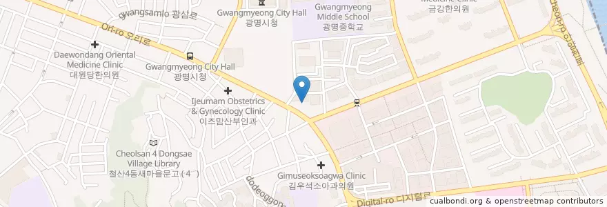 Mapa de ubicacion de 롯데리아 en 대한민국, 경기도, 광명시.