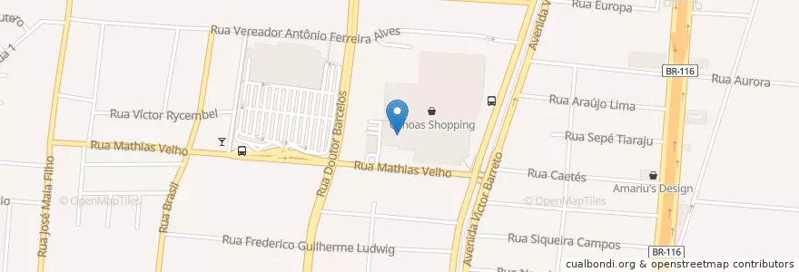 Mapa de ubicacion de Cinemark en 巴西, 南部, 南里奥格兰德, Região Geográfica Intermediária De Porto Alegre, Região Metropolitana De Porto Alegre, Região Geográfica Imediata De Porto Alegre, Canoas.
