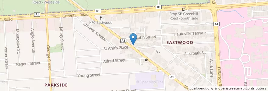 Mapa de ubicacion de Eat on Glen Osmond en أستراليا, جنوب أستراليا, Adelaide, City Of Burnside.