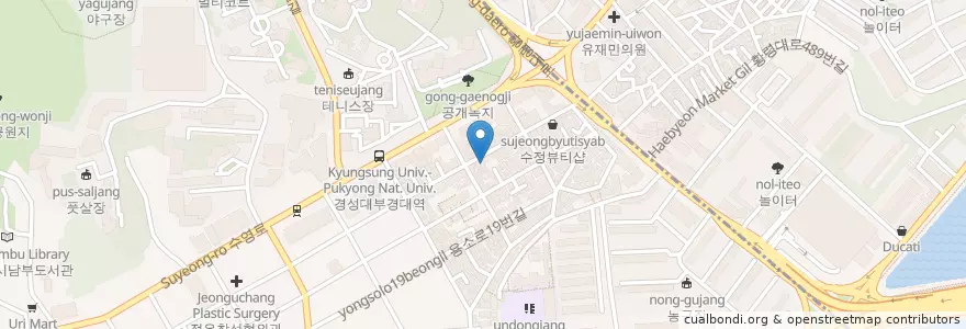 Mapa de ubicacion de 세븐유소금구이앤껍데기 경성대점 en کره جنوبی, بوسان, 남구.