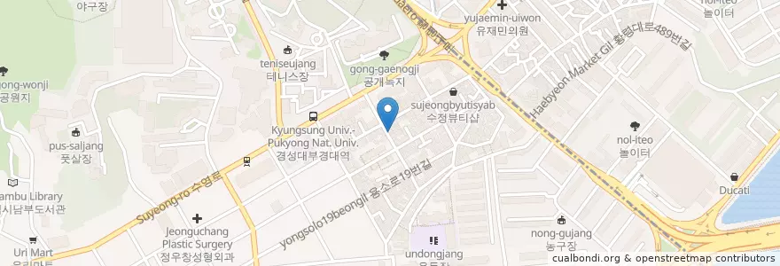Mapa de ubicacion de 철인7호 경성대점 en Республика Корея, Пусан, 남구.