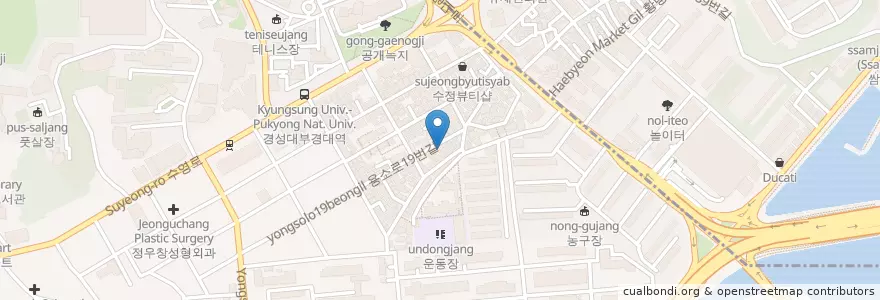 Mapa de ubicacion de 더퀴진 en South Korea, Busan, Nam-Gu.