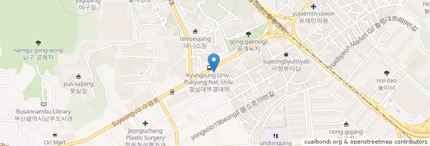 Mapa de ubicacion de 타르타르 경성대점 en Güney Kore, Busan, 남구.