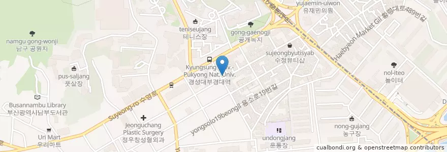 Mapa de ubicacion de 소고기골목집 en كوريا الجنوبية, بسان, 남구.