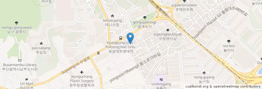 Mapa de ubicacion de 맛내음왕소금구이 경성대점 en کره جنوبی, بوسان, 남구.