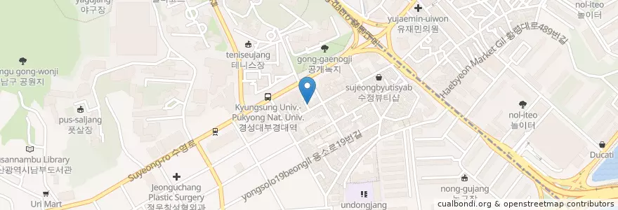 Mapa de ubicacion de 라떼킹 경성대점 en Coreia Do Sul, Busan, 남구.