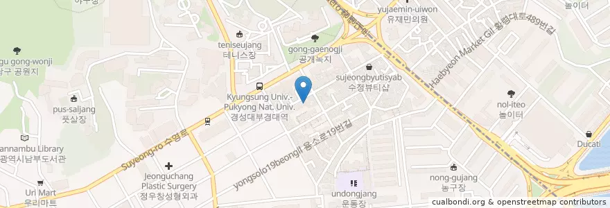 Mapa de ubicacion de 달수비어 en Республика Корея, Пусан, 남구.