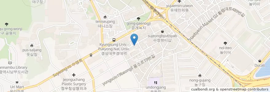 Mapa de ubicacion de 대구반야월막창 en Korea Selatan, 부산, 남구.