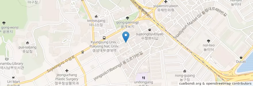 Mapa de ubicacion de 북경꼬치 경성대점 en Güney Kore, Busan, 남구.