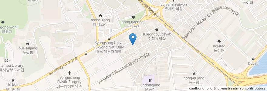 Mapa de ubicacion de 구구닭촌 경성대점 en کره جنوبی, بوسان, 남구.