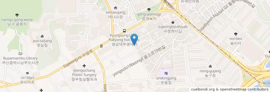Mapa de ubicacion de 사이꼬 경성대본점 en 대한민국, 부산, 남구.