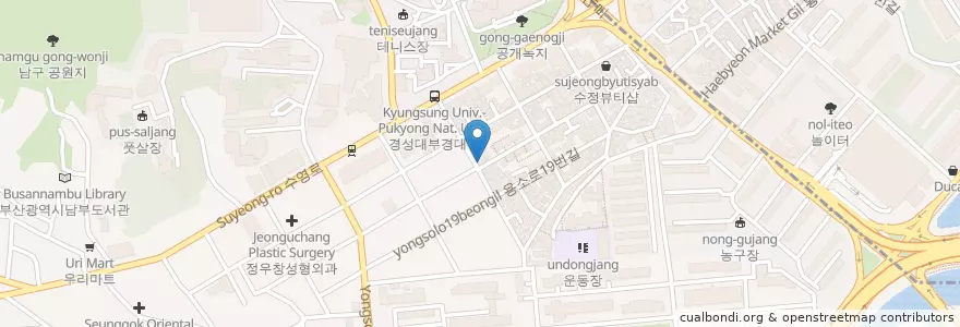 Mapa de ubicacion de 칠칠켄터키 경성대점 en 대한민국, 부산, 남구.