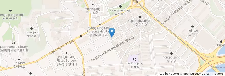 Mapa de ubicacion de 초밥가게 경성대부경대점 en كوريا الجنوبية, بسان, 남구.