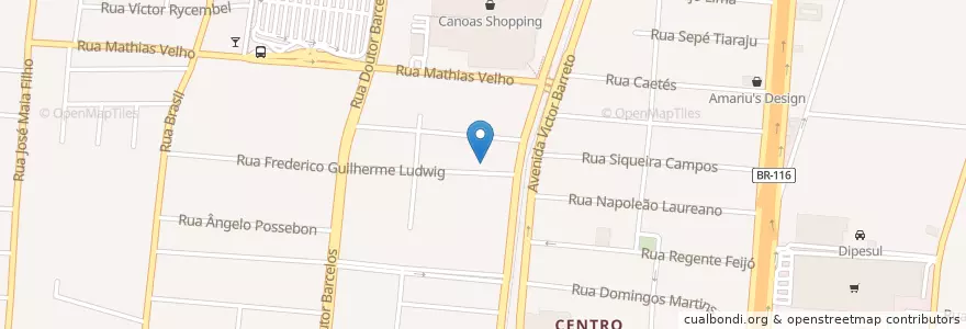 Mapa de ubicacion de Sagrado Pub en ブラジル, 南部地域, リオグランデ・ド・スル, Região Geográfica Intermediária De Porto Alegre, Região Metropolitana De Porto Alegre, Região Geográfica Imediata De Porto Alegre, Canoas.