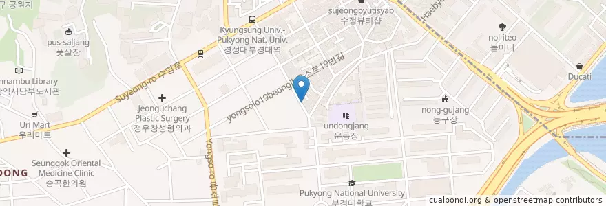 Mapa de ubicacion de 멘무샤조이 경성부경대점 en 大韓民国, 釜山, 南区.