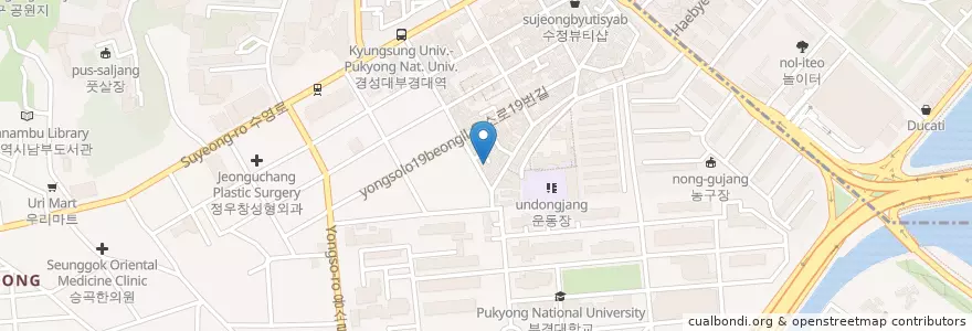 Mapa de ubicacion de 스테이크보스 부경대점 en 大韓民国, 釜山, 南区.