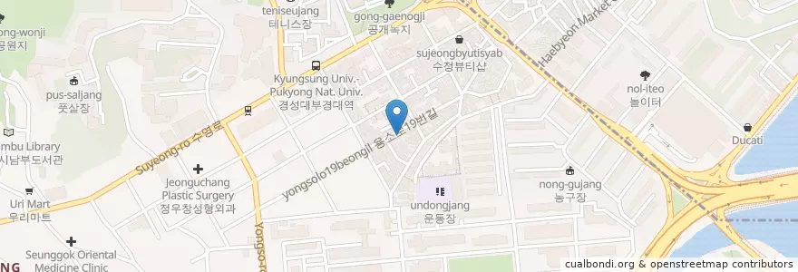 Mapa de ubicacion de 계리네튀겨Ba en South Korea, Busan, Nam-Gu.