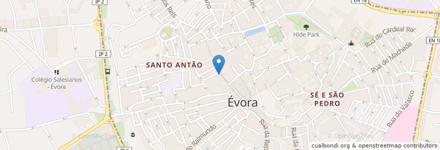 Mapa de ubicacion de O Antão en Portugal, Alentejo, Alentejo Central, Évora, Évora, Bacelo E Senhora Da Saúde, Évora.